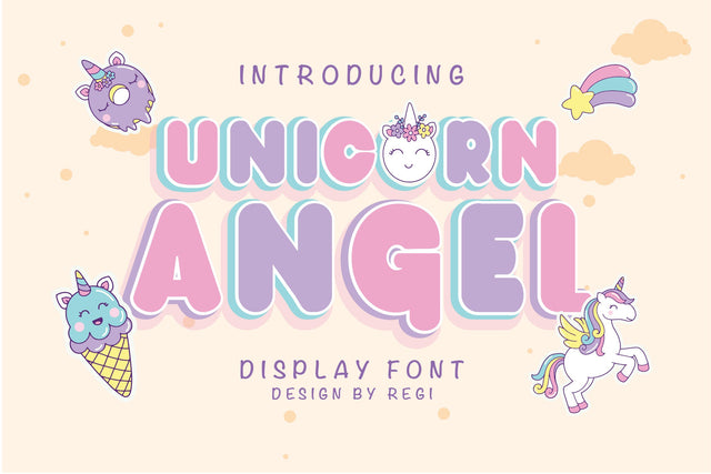 Unicorn Angel Display Font Font nearzz 