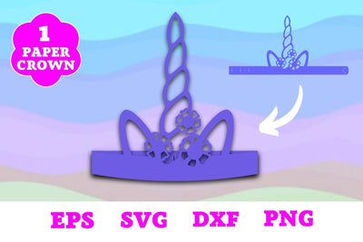 Unicorn Birthday Crown SVG 3D Paper SvgOcean 