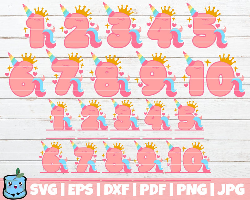 Unicorn Birthday Numbers SVG Bundle SVG MintyMarshmallows 