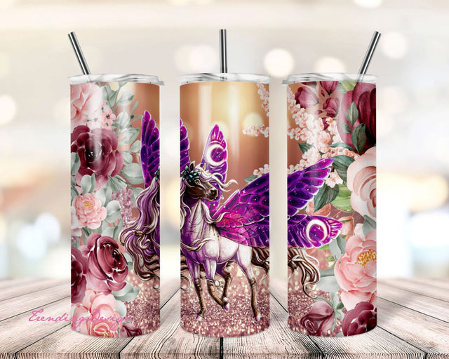 Unicorn Blue Glitter 20oz Tumbler Wrap PNG Sublimation TrendingDesign 