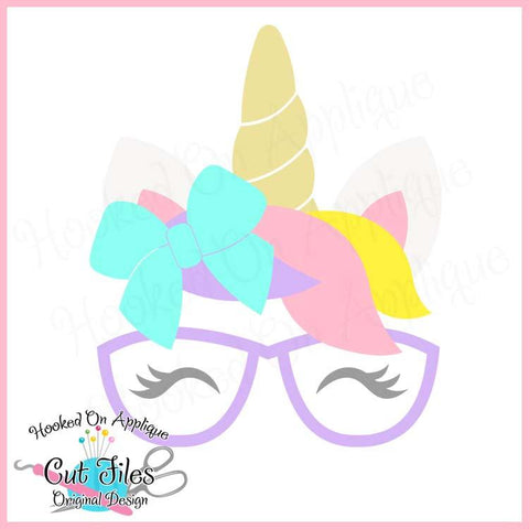 Unicorn Bow Glasses SVG PNG DXF EPS Cut File SVG Hooked On Applique 