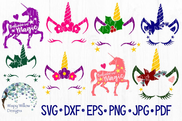 Unicorn Bundle SVG Wispy Willow Designs