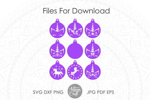 Unicorn Christmas ornament SVG for laser cutting SVG Artisan Craft SVG 