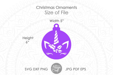 Unicorn Christmas ornament SVG for laser cutting SVG Artisan Craft SVG 