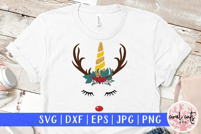 Unicorn Christmas Rudolph – Christmas SVG EPS DXF PNG Cutting Files SVG CoralCutsSVG 