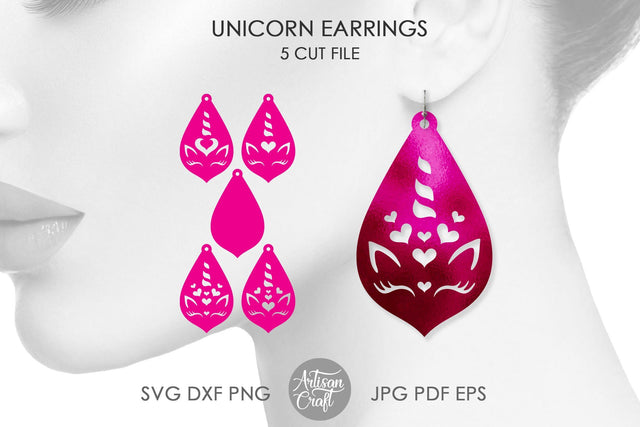 Unicorn earrings, SVG, laser cut files SVG Artisan Craft SVG 