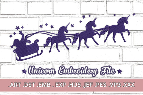 Unicorn Embroidery Design, Christmas sleigh for girls file Embroidery/Applique DESIGNS Maggie Do Design 