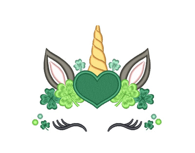 Unicorn Embroidery Design, St Patrick's Day Unicorn Embroidery File, 2 sizes Embroidery/Applique DESIGNS Nino Nadaraia 