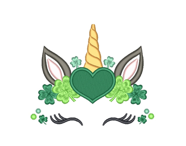 Unicorn Embroidery Design, St Patrick's Day Unicorn Embroidery File, 2 sizes Embroidery/Applique DESIGNS Nino Nadaraia 