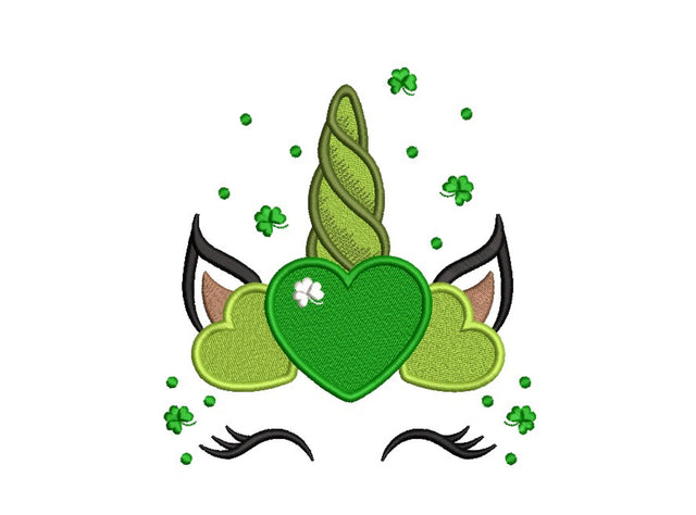 Unicorn Embroidery Design, St Patrick's Day Unicorn Embroidery File, 4 sizes Embroidery/Applique DESIGNS Nino Nadaraia 