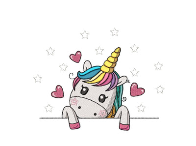 Unicorn Embroidery Design, Valentines Day Embroidery File, 4 sizes Embroidery/Applique DESIGNS Nino Nadaraia 