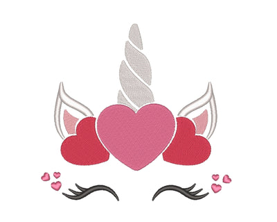 Unicorn Embroidery Design, Valentine's Day Unicorn Embroidery File, 4 sizes, Instant Download Embroidery/Applique DESIGNS Nino Nadaraia 