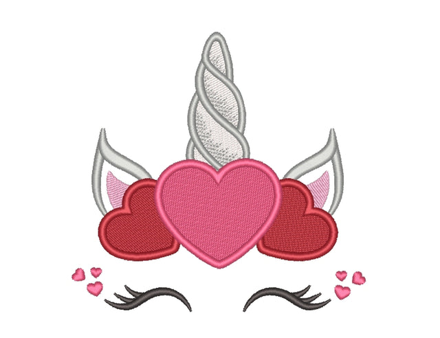 Unicorn Embroidery Design, Valentine's Day Unicorn Embroidery File, 5 sizes, Instant Download Embroidery/Applique DESIGNS Nino Nadaraia 
