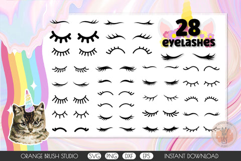 Unicorn Eyelashes SVG Bundle Lashes clipart SVG OrangeBrushStudio 