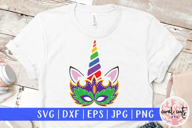 Unicorn Face Carnival Masquerade - Mardi Gras SVG EPS DXF PNG SVG CoralCutsSVG 