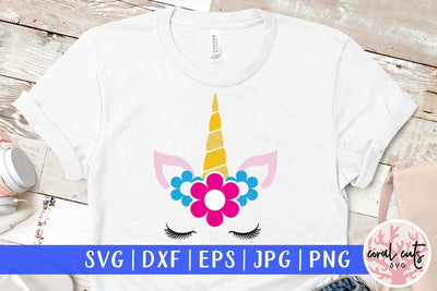 Unicorn Face Flower - Unicorn SVG EPS DXF PNG SVG CoralCutsSVG 