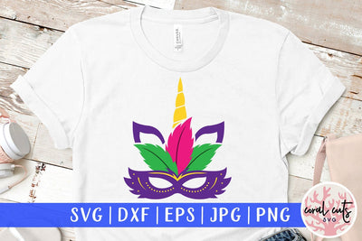 Unicorn Face Mardi Gras Mask - Mardi Gras SVG EPS DXF PNG SVG CoralCutsSVG 