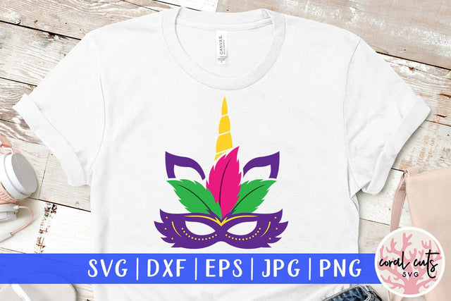 Unicorn Face Mardi Gras Mask - Mardi Gras SVG EPS DXF PNG SVG CoralCutsSVG 