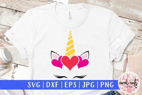 Unicorn Face Valentine - Unicorn SVG EPS DXF PNG SVG CoralCutsSVG 