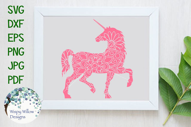 Unicorn Floral Mandala SVG Wispy Willow Designs 