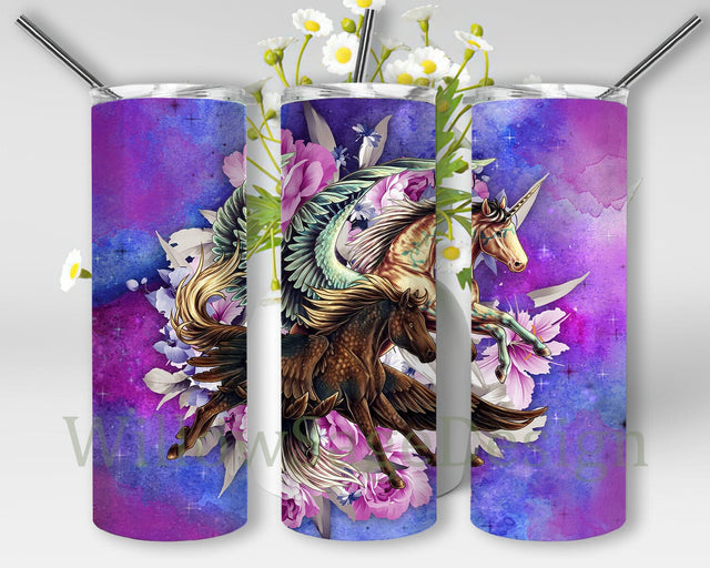 Unicorn Floral Tumbler Design, Magic Unicorn 20oz Skinny Tumbler, Unicorn Sublimation Png, Magical Animal Sublimation Design, Instant Download Sublimation WillowSageDesign 