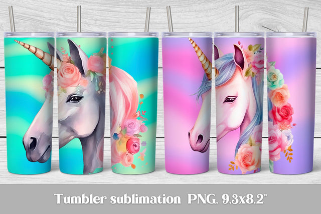 Unicorn flower tumbler | Animal tumbler sublimation Sublimation Svetana Studio 
