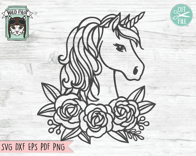 Unicorn Flowers SVG Cut File SVG Wild Pilot 