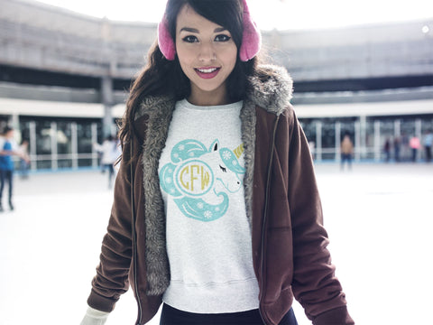 Unicorn Frozen Monogram Circle SVG SVG CreativeStudioTM 