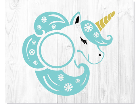 Unicorn Frozen Monogram Circle SVG SVG CreativeStudioTM 