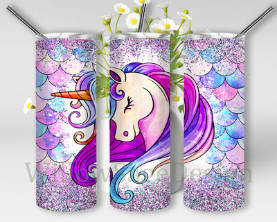 Unicorn Glitter Tumbler Png, Unicorn 20oz Skinny Tumbler, Mermaid Scales Tumbler Wrap, Unicorn Rainbow Tumbler Design, Unicorn Sublimation Design, Digital Download Sublimation WillowSageDesign 