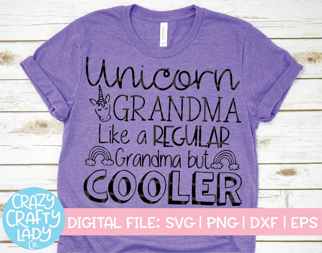 Unicorn Grandma SVG Crazy Crafty Lady Co. 