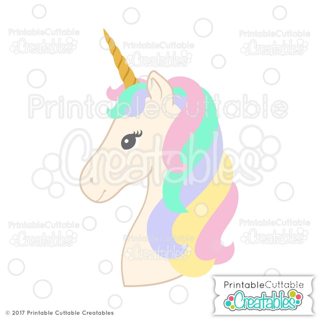 Unicorn Head SVG Printable Cuttable Creatables 