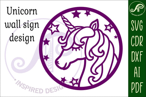 Unicorn head wall art sign, SVG file. vector file SVG APInspireddesigns 