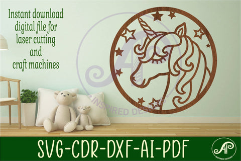 Unicorn head wall art sign, SVG file. vector file SVG APInspireddesigns 