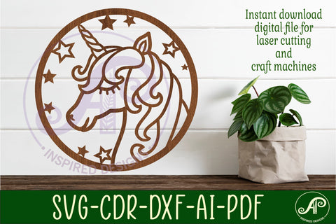 Unicorn head wall art sign, SVG file. vector file SVG APInspireddesigns 