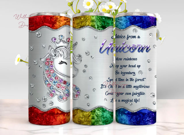 Unicorn Jewelry Style Coffee Tumbler, Unicorn 20oz Skinny Tumbler Sublimation Design Sublimation WillowSageDesign 
