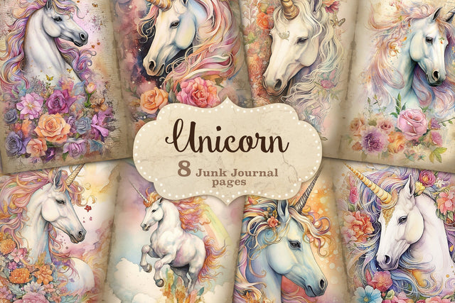 Unicorn Junk Journal Kit | Printable Scrapbook Paper Bundle SVG GlamArtZhanna 