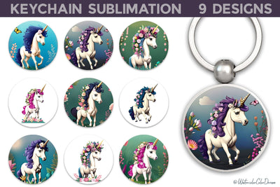 Unicorn Keychain Sublimation Sublimation WatercolorColorDream 