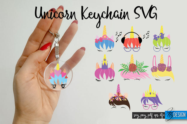 Unicorn Keychain SVG 2. Unicorn Birthday. Keychain SVG. Keyring SVG. SVG Fly Design 