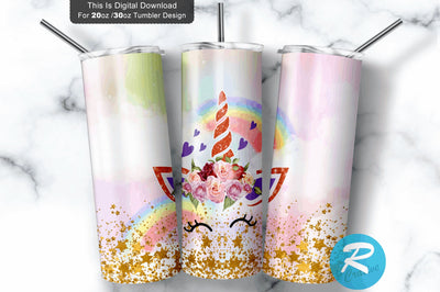 Unicorn Kids 20 oz / 30 oz Tumbler PNG Sublimation Regulrcrative 