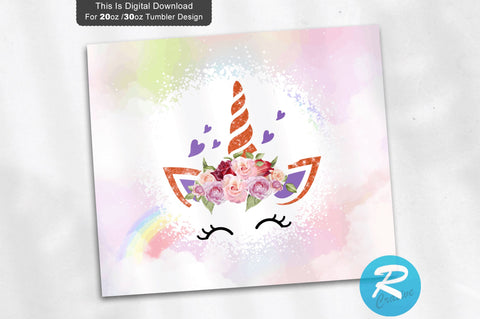 Unicorn Kids Rainbow Seamless 20 oz / 30 oz Tumbler PNG Sublimation Regulrcrative 