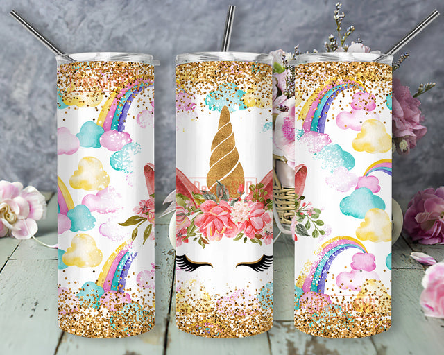 Unicorn Kids Tumbler Png, Unicorn Rainbow 20oz Skinny Tumbler, Unicorn Glitter Tumbler Wrap, Unicorn Sublimation Design, Instant Download Sublimation DesignSVG 