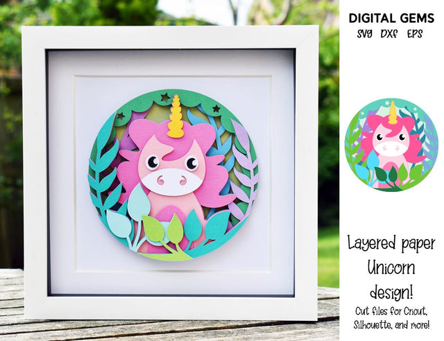 Unicorn, Layered paper design SVG Digital Gems 