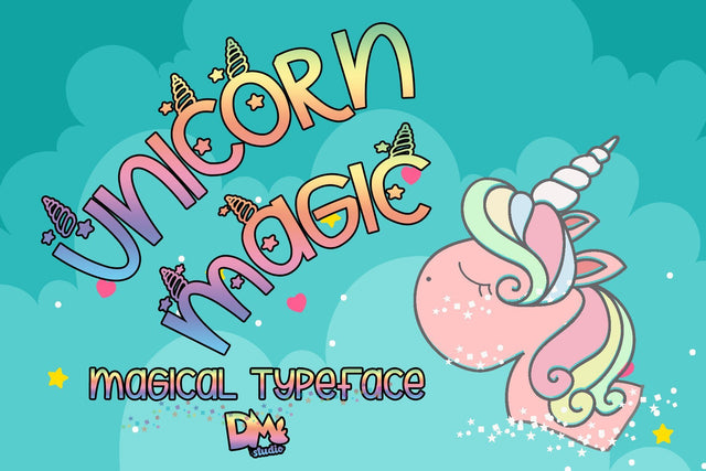 Unicorn Magic - Magical Typeface Font Dm Letter Studio 