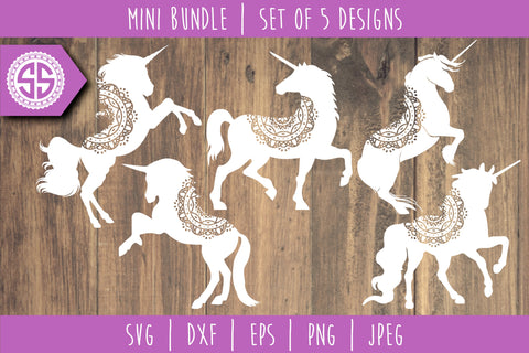 Unicorn Mandala Zentangle Mini Bundle - Set of 5 SVG SavoringSurprises 