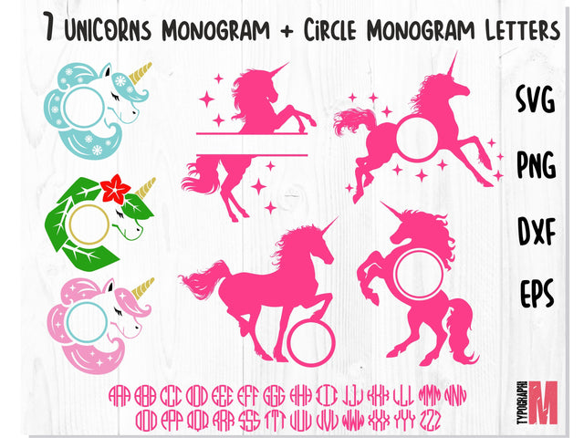 Unicorn Monogram Bundle SVG SVG CreativeStudioTM 
