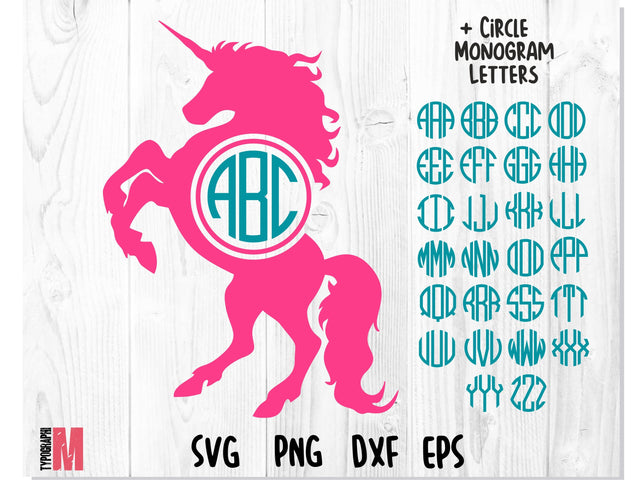 Unicorn Monogram Circle SVG SVG CreativeStudioTM 