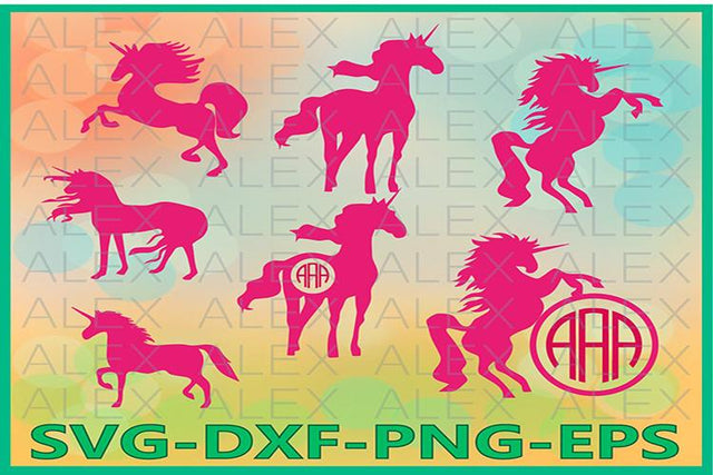 Unicorn Monogram Frame Files svg SVG AlexSVGStudio 