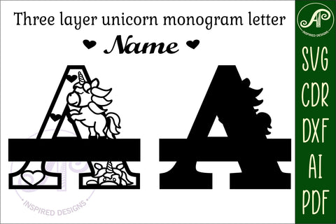 Unicorn Monogram Letter A SVG Cut File SVG APInspireddesigns 