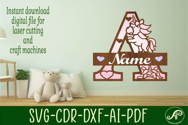 Unicorn Monogram Letter A SVG Cut File SVG APInspireddesigns 